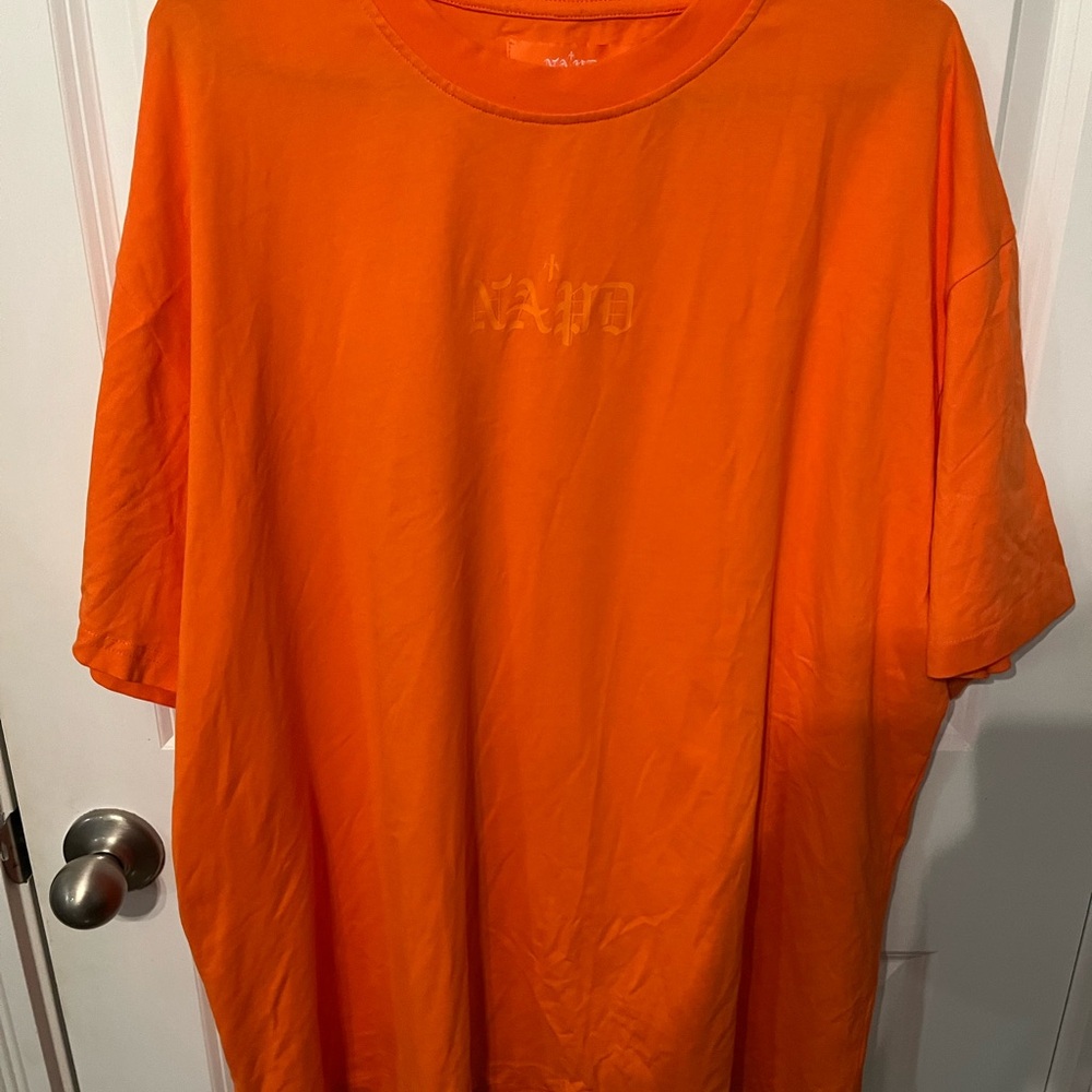Men's Oversized Orange Tee with Subtle Chest Logo